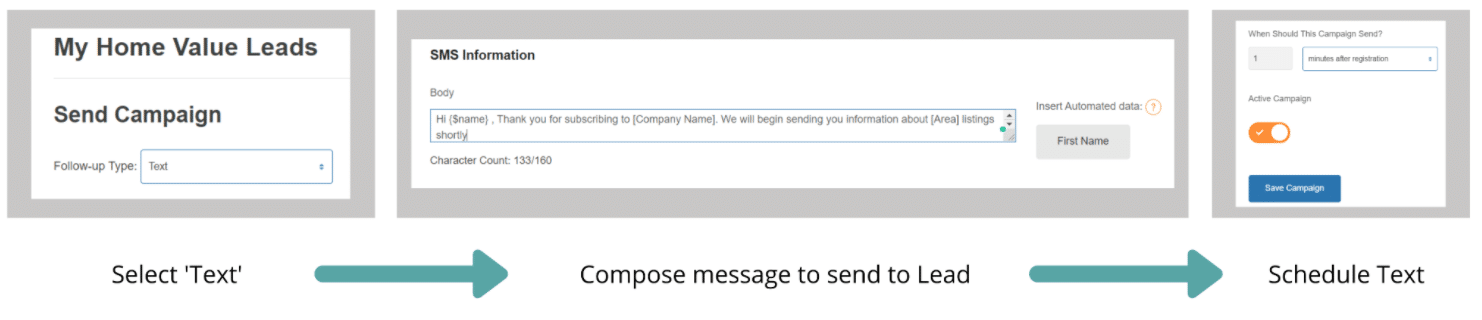 Screenshot of Schedule Campaign SMS Setup Step by Step